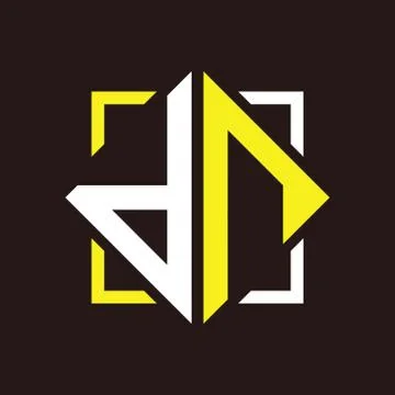 D N Initials quadrangle monogram with square Stock Illustration