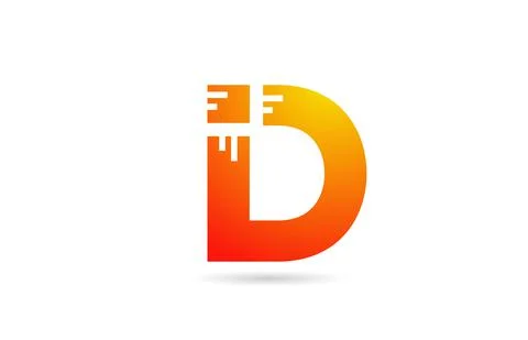 D orange gradient alphabet letter logo design icon. Creative template for bus Stock Illustration