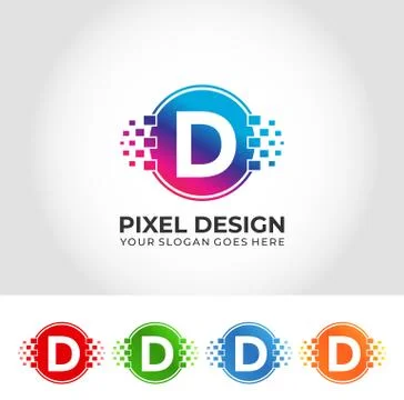 D Pixel Logo Design Concept Stock Illustration