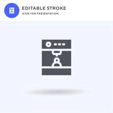 D Printer icon vector, filled flat sign, solid pictogram isolated on white, l Illustrazione stock