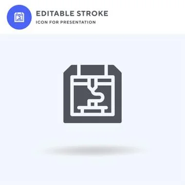 D Printer icon vector, filled flat sign, solid pictogram isolated on white, l Illustrazione stock