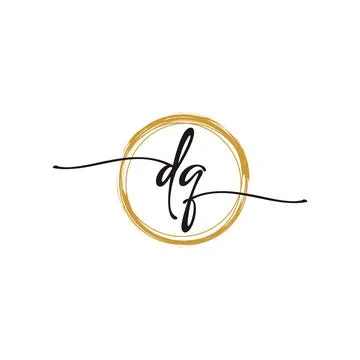 D Q Initial Script Letter Beauty Logo Template Illustrazione stock