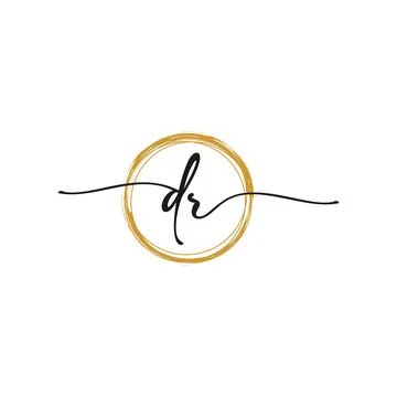 D R Initial Script Letter Beauty Logo Template Stock Illustration
