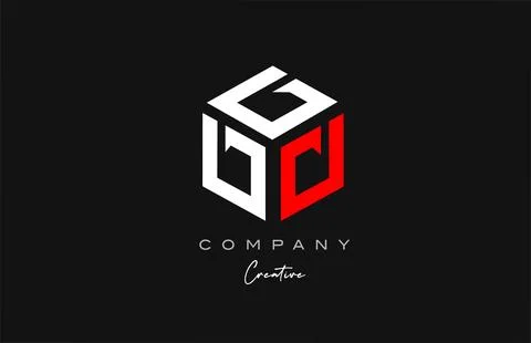 D red white three letter cube alphabet letter logo icon design. Creative te.. Stock Illustration