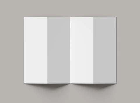 #d render of a blank accordion 4-panel fold A4 leaflet renders Stock Illustration
