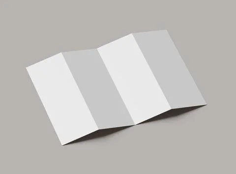 #d render of a blank accordion 4-panel fold A4 leaflet renders Stock Illustration