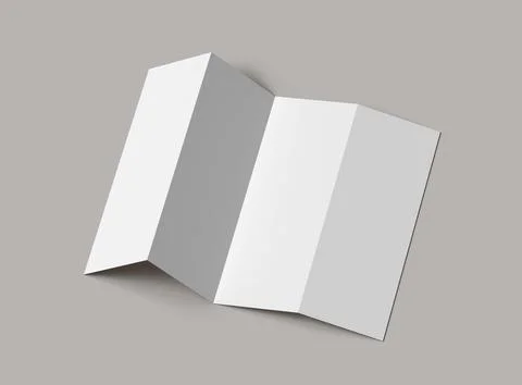 #d render of a blank accordion 4-panel fold A4 leaflet renders Stock Illustration
