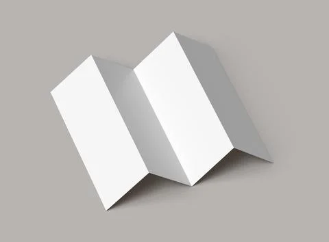 #d render of a blank accordion 4-panel fold A4 leaflet renders Stock Illustration