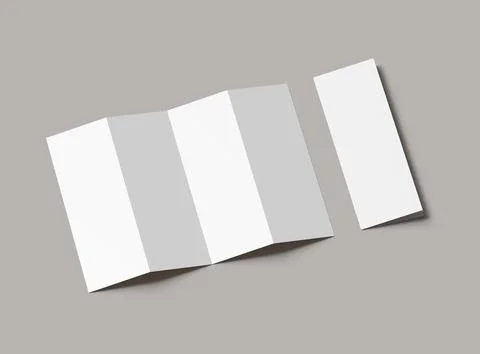 #d render of a blank accordion 4-panel fold A4 leaflet renders Stock Illustration