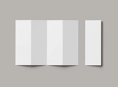 #d render of a blank accordion 4-panel fold A4 leaflet renders Stock Illustration