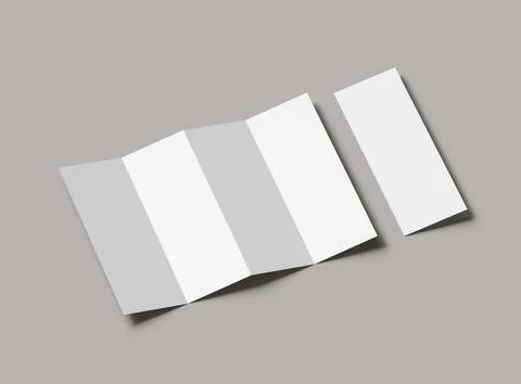 #d render of a blank accordion 4-panel fold A4 leaflet renders Stock Illustration