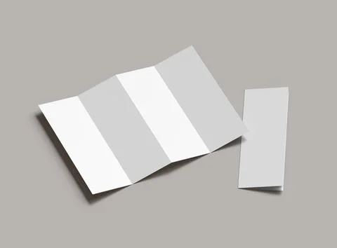#d render of a blank accordion 4-panel fold A4 leaflet renders Stock Illustration