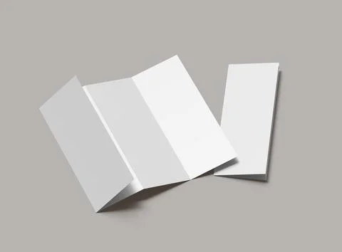 #d render of a blank accordion 4-panel fold A4 leaflet renders Stock Illustration