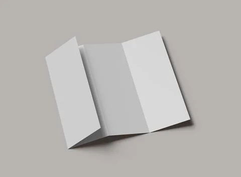 #d render of a blank accordion 4-panel fold A4 leaflet renders Stock Illustration
