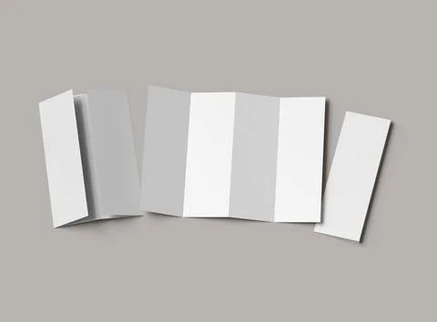 #d render of a blank accordion 4-panel fold A4 leaflet renders Stock Illustration