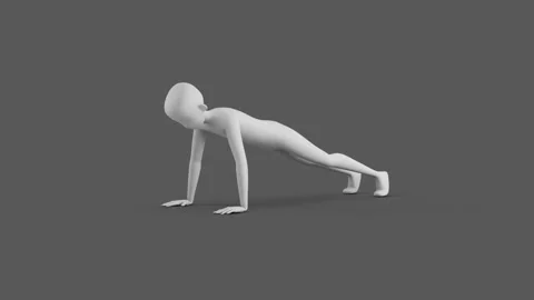 D render character doing push-ups, push-up animation Stock Footage 297746541