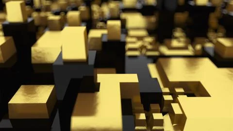 D rendering isometric structure with blur. The concept of abstract chip or the Ilustração Stock