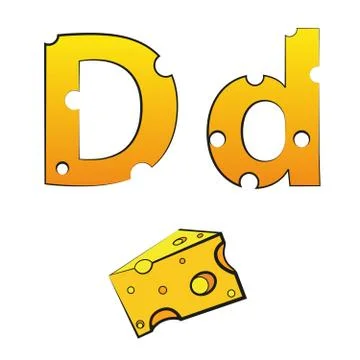 D, swiss vector Alphabet made of Cheese Stock Illustration