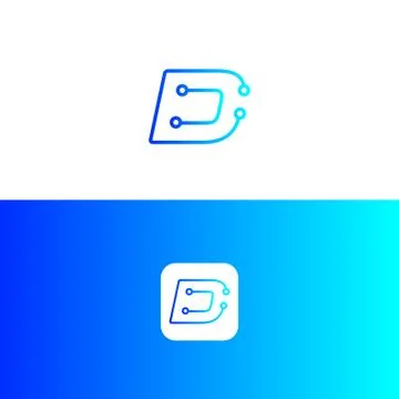 D tech letter logo design, D icon,	 스톡 일러스트
