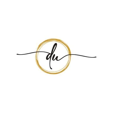 D U Initial Script Letter Beauty Logo Template Illustrazione stock