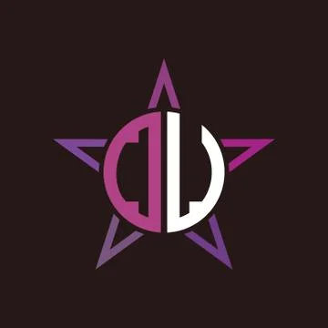 D U initials circle with stars and black background Stock Illustration