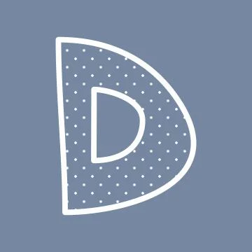 D vector alphabet letter with white polka dots on blue background Illustrazione stock