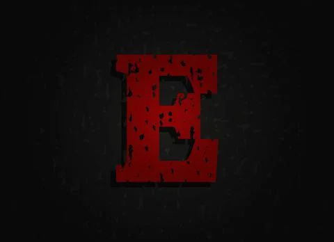 D vector red letter made of grunge texture. Insane Fear brutal font. Wicked n Illustrazione stock