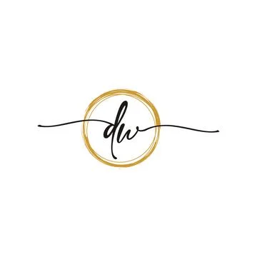 D W Initial Script Letter Beauty Logo Template 스톡 일러스트