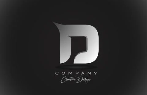D white gradient alphabet letter logo icon with black background. Creative de Stock Illustration