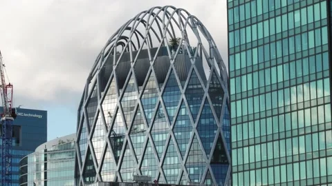 The D2 Tower in Paris La Defense by drone Stock Footage 254097123