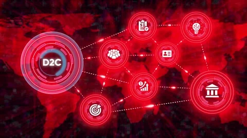 D2c global business network concept on world map Stock Footage 327762276