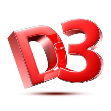 D3 red 3D illustration on white background with clipping path. Stock Illustration