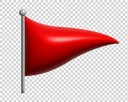 D3 triangular gradient red flag 3D icon with silver pole 스톡 일러스트