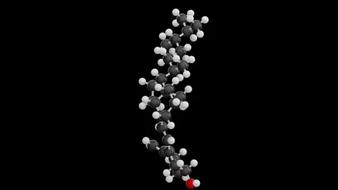 D4 vitamin. Animated 3d model of molecule. Black background. Isolated. 3D render Stock-Footage 291300363