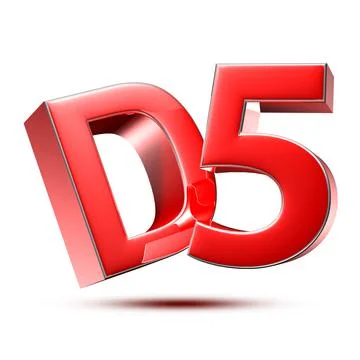 D5 red 3D illustration on white background with clipping path. Stock Illustration