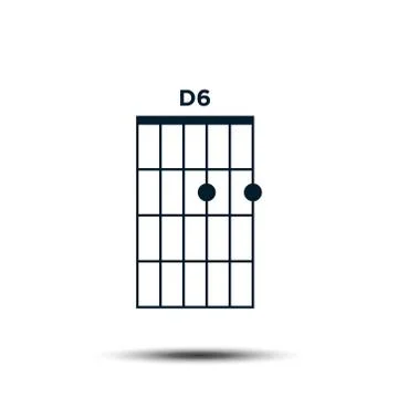 D6, Basic Guitar Chord Chart Icon Vector Template Ilustração Stock