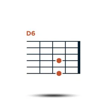 D6, Basic Guitar Chord Chart Icon Vector Template Ilustração Stock