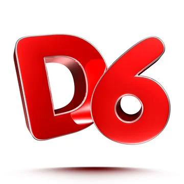 D6 red 3D illustration on white background with clipping path. Stock Illustration