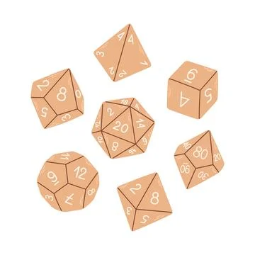 D8 D10 D12 D20 Dice for Board games, RPG dice set for table game vector Stock Illustration