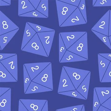 D8 D10 D12 D20 Dice for Board games seamless pattern, RPG dice set for table Stock Illustration
