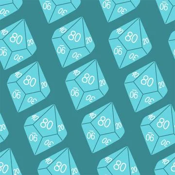 D8 D10 D12 D20 Dice for Board games seamless pattern, RPG dice set for table Stock Illustration