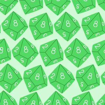 D8 D10 D12 D20 Dice for Board games seamless pattern, RPG dice set for table Stock Illustration