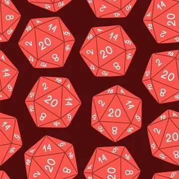 D8 D10 D12 D20 Dice for Board games seamless pattern, RPG dice set for table Stock Illustration