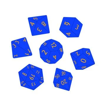 D8 D10 D12 D20 Dice for Board games. Collection of polyhedral dices with di.. Stock Illustration