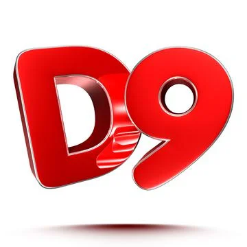 D9 red 3D illustration on white background with clipping path. Stock Illustration