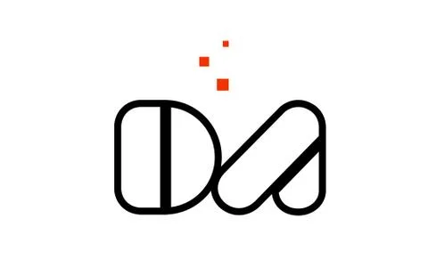 DA D A black white red alphabet letter combination logo icon design Stock Illustration
