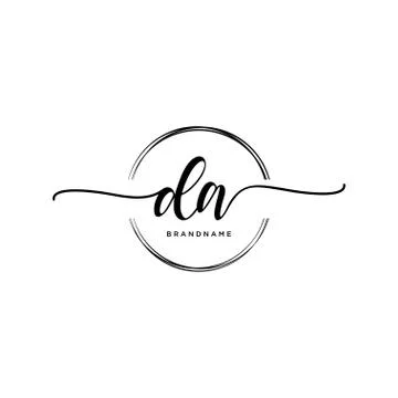 DA Initial handwriting logo with circle template vector Illustrazione stock