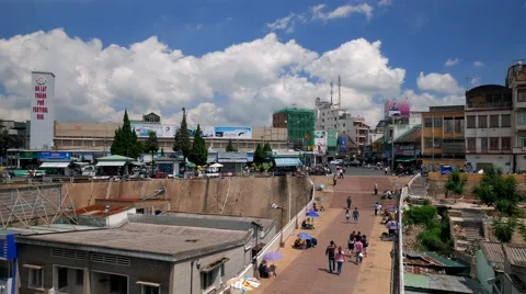 Da Lat - May 2015: View of Da Lat city with people on bridge. 4K speed up. Stock Footage 51111957