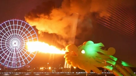 Da Nang: Dragon spitting Fire Stock Footage 117923512