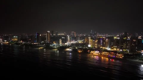 Da Nang by Night: Aerial Views of Vietnam’s Shining City Stock Footage 314291053